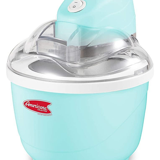 Maxi-Matic EIM-520 Automatic Easy, Homemade Electric Maker, Ingredient Chute, On/Off Switch, No Salt Needed, Creamy Ice Cream, Gelato, Frozen Yogurt, or Sorbet, 1 Quart, Blue