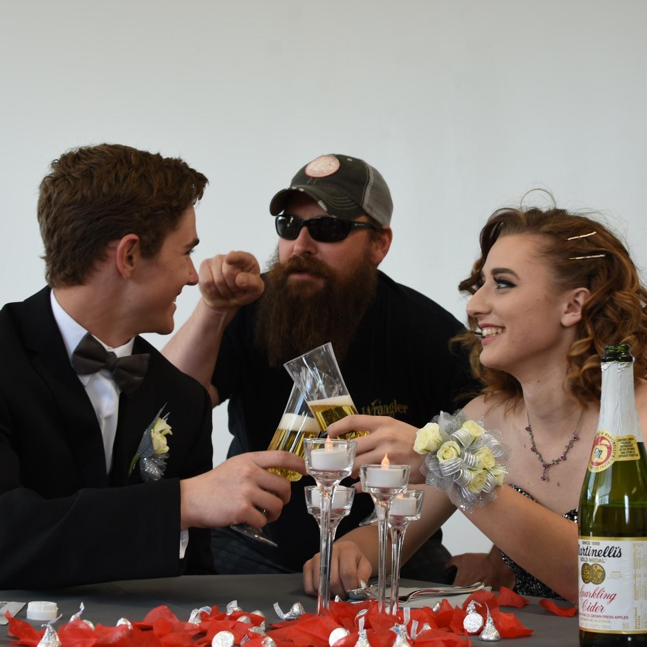 Dad being funny during prom photos
