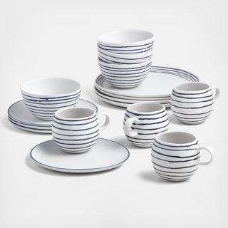 Lina Blue Stripe 16-Piece Place Setting, Service for 4
