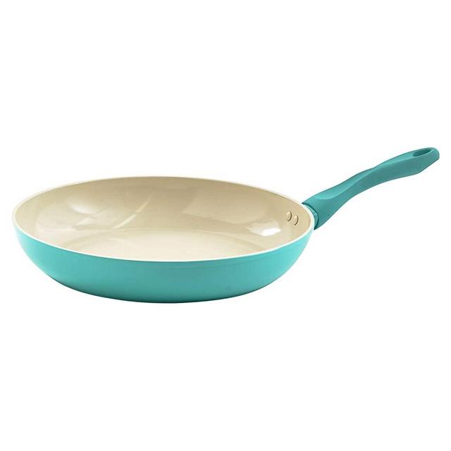 IMUSA USA IMU-30052 Forged Sauté Pan with Soft-Touch Handle & Ceramic Nonstick Interior 12-Inch, Teal, 12 Inches