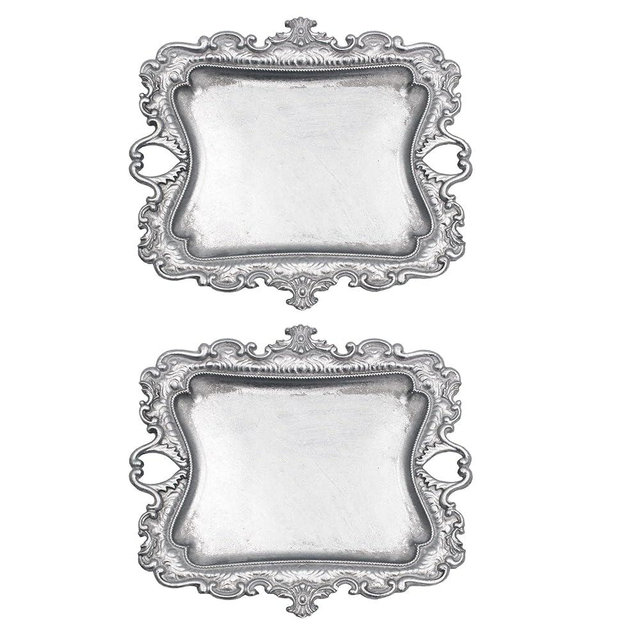 Tstarer (2 PACK) Vintage Small Sliver Ring Dish, Birthday & Wedding Gifts for Women，Wedding Ring Tray - Sliver
