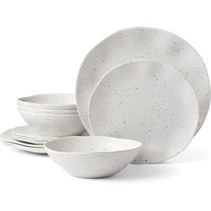 Melamine 12 Piece Outdoor Dinnerware Set (Cream)