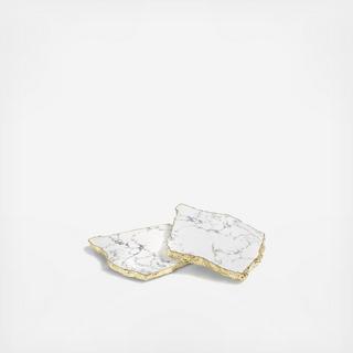 Snowy Turquoise Gold Kivita Coasters, Set of 2