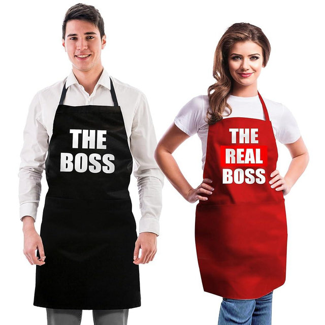 Funny Couple Aprons - Gift Ideas For Her Him - Kitchen Cooking Set - Birthday, Wedding, Engagement, Bridal Shower