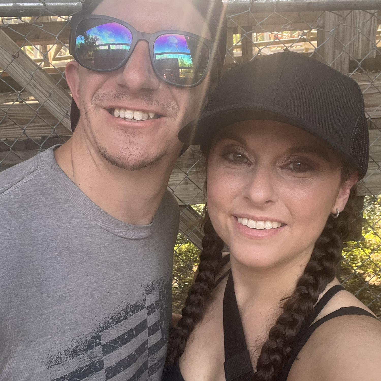 Another six flag date! In line to ride the Texas Giant!