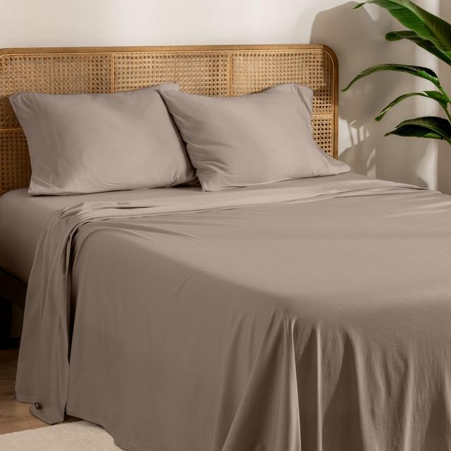 Bare Home Organic Cotton Jersey Sheet Set Queen Taupe