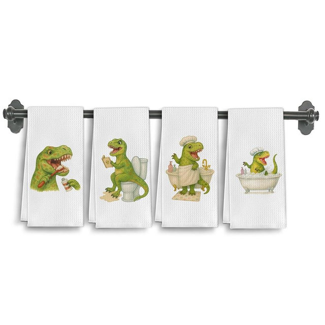 Elefeltclave Funny Dinosaur Bathroom Hand Towels, Kids Bathroom Decor, Dinosaur Gifts for Boys Girls Decorative Hand Towels for Kids Bath Room Washroom, 16x24 Inch