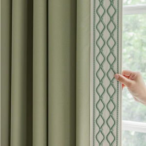 Green Pinch Pleat Curtains with Trim (50W x 102L (2 Panels))