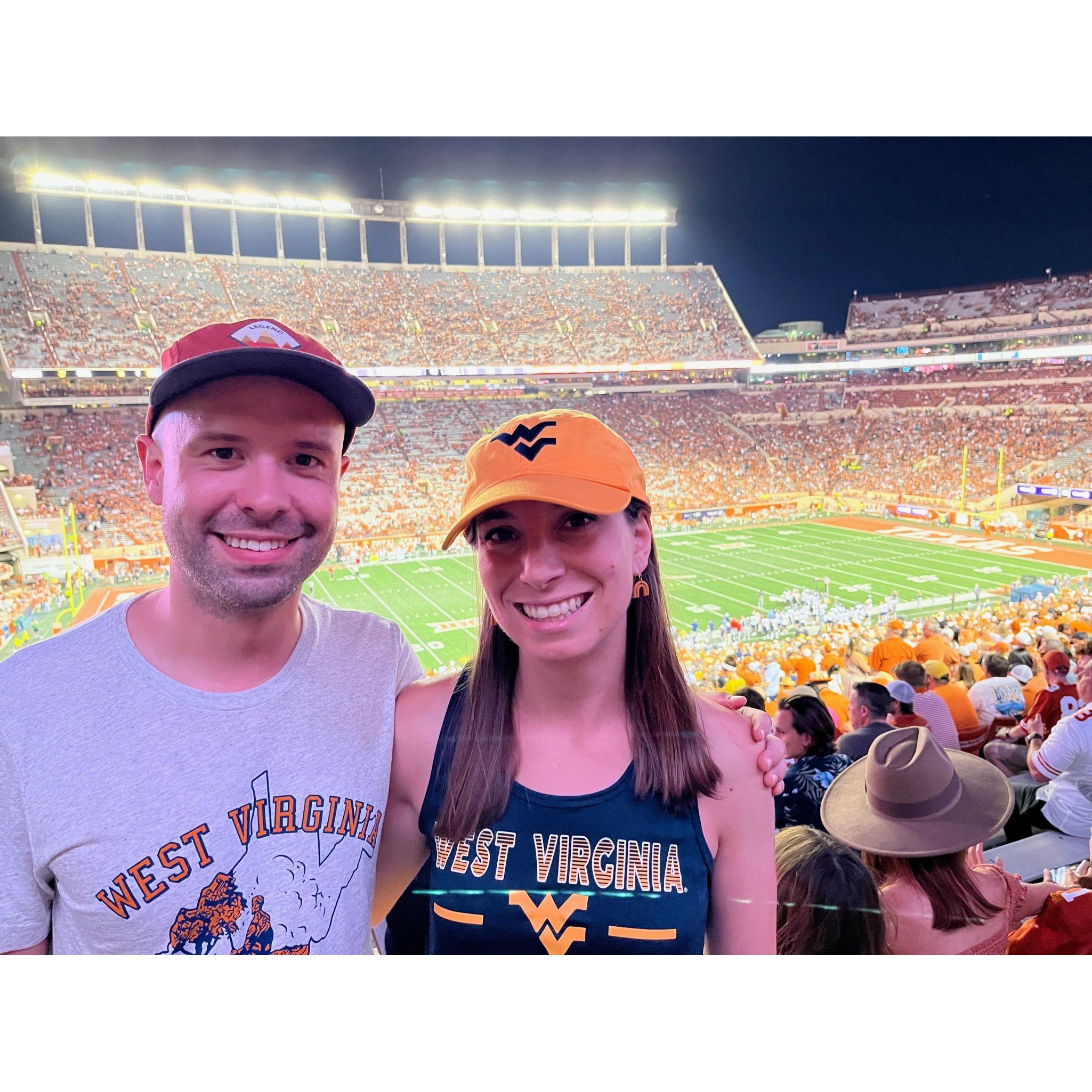 Jenny took Alex to a WVU football game at her old stomping ground in Austin