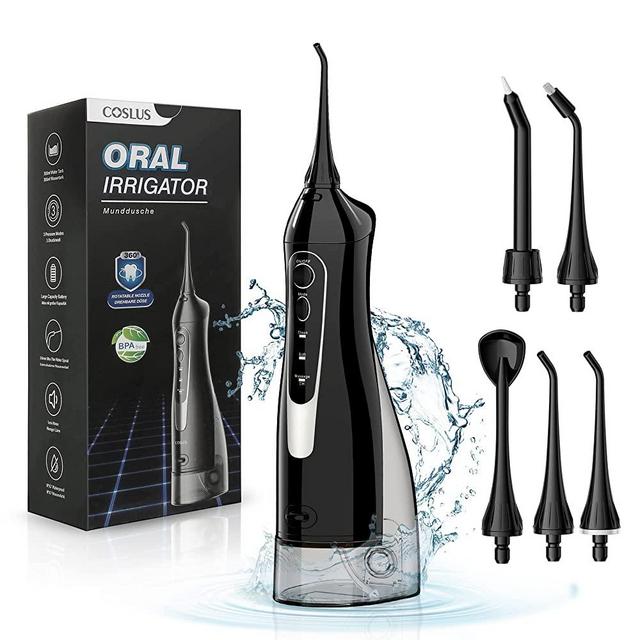 Water Dental Flosser Teeth Pick: Portable Cordless Oral Irrigator 300ML Rechargeable Travel Irrigation Cleaner Waterproof Electric Waterflosser Traveling Flossing Machine for Teeth Cleaning