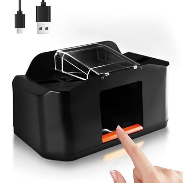 1-2 Deck Quiet & Rechargeable Automatic Card Shuffler, 2000mAh Electric Shuffler for UNO, Phase 10, Skip-Bo, Texas Hold'em, Poker, Blackjack