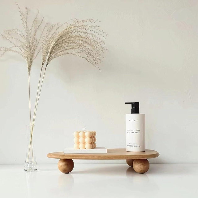 DEAMACE Wood Riser for Display, Wooden Pedestal Stand for Decor, Wood Display Tray for Candles Plants Bottles Vases Soap Dispenser