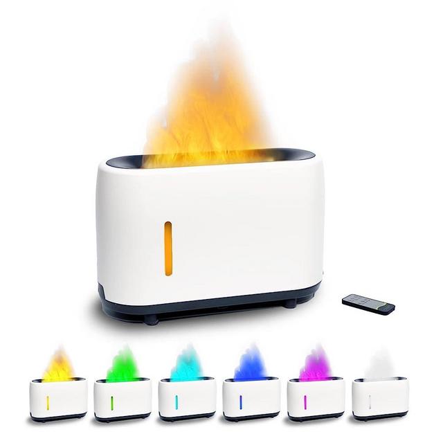 Romanplux Flame Diffuser Humidifier 7 Flame Colors,Essential Oil Aroma Therapy Diffuser with Waterless Auto-Off Protection,Fire Air Diffuser for Home,Office,Bedroom