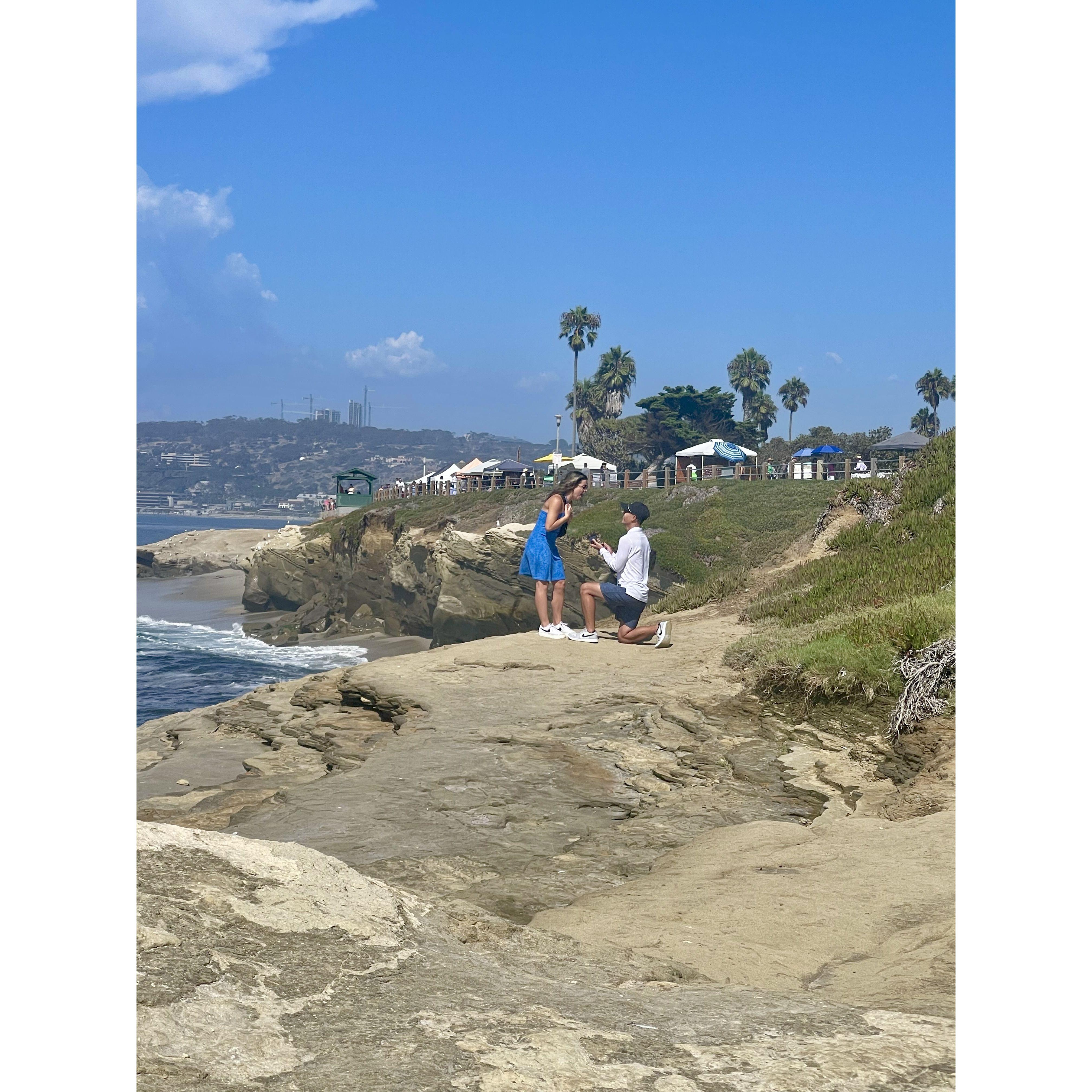 September 2, 2022 when Chris proposed on the cliffs in La Jolla, California!