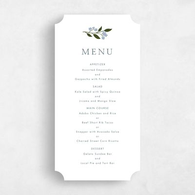 White Ticket Wedding Menu - Ortensia