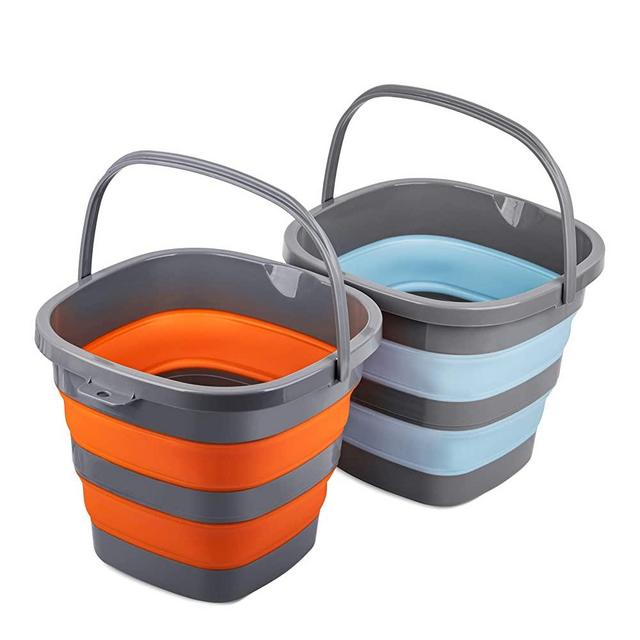 3 Pack Collapsible Bucket with Large 2.6 Gallon (10L) Each, Portable  Plastic Bucket for House Cleaning, Foldable Tub for Mop, Car, Garden or  Camping