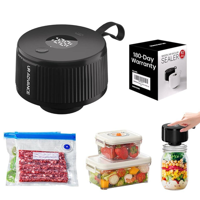 2nd Gen Electric Mason Jar Vacuum Sealer, 3-in-1 Auto-Stop Vacuum Sealer for Jars, Bags & Containers, 1H Fast Charge, 4H Battery Life, Up to 250 Seals, Mason Jar Sealer in 7s Easy One-Handed Operation