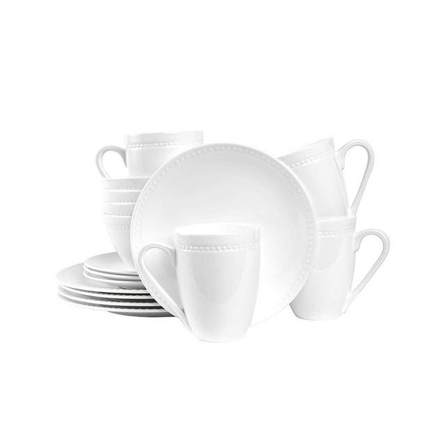 Stone Lain Pinpoint Embossed 32 Piece Dinnerware Set, White