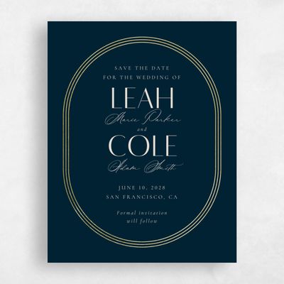 Darkest Teal, Blue Wedding Save the Date - Tatum Portrait Foil