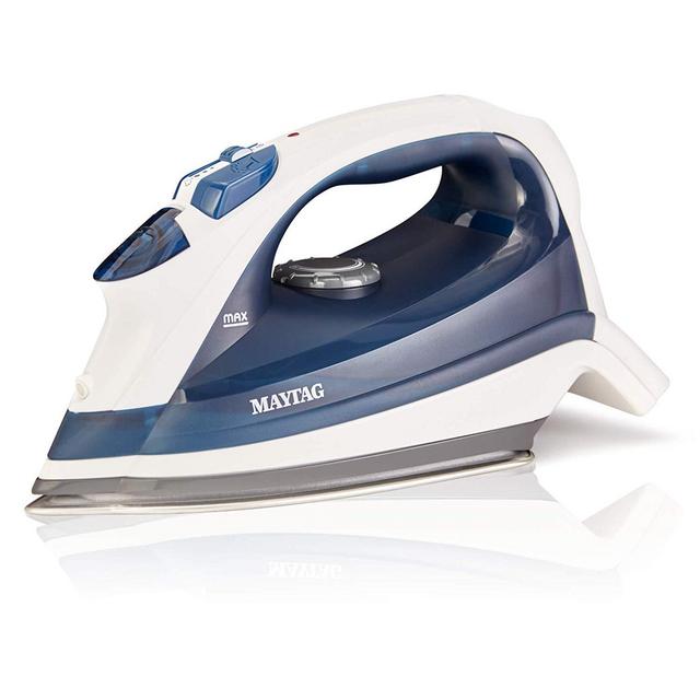 Maytag Speed Heat Steam Iron & Vertical Steamer with Stainless Steel Sole Plate, Self Cleaning Function + Thermostat Dial M200 Blue