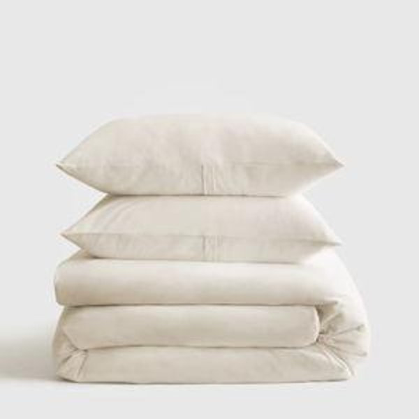 Organic Jersey Duvet Cover Set - Natural, Full/Queen