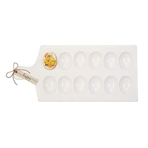 Mud Pie 40700083 Deviled Egg Tray, 15.25" x 7", White, Brown, Black