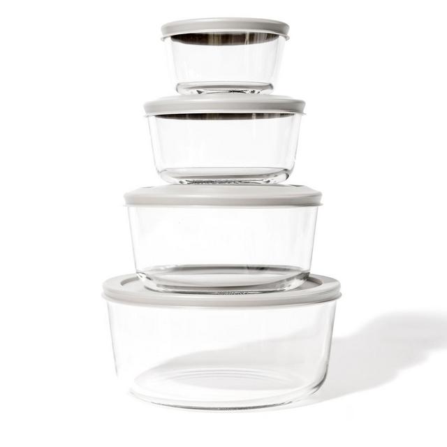 Dura Living® 8pc Round Glass Food Nesting Container Set - Grey