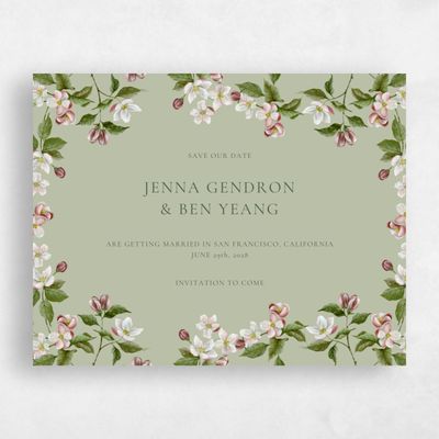 Olive Sage, Green Wedding Save the Date - Malyly Landscape