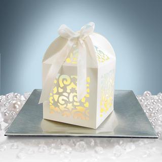 Cream Laser Cut Favor Boxes, Set of 12