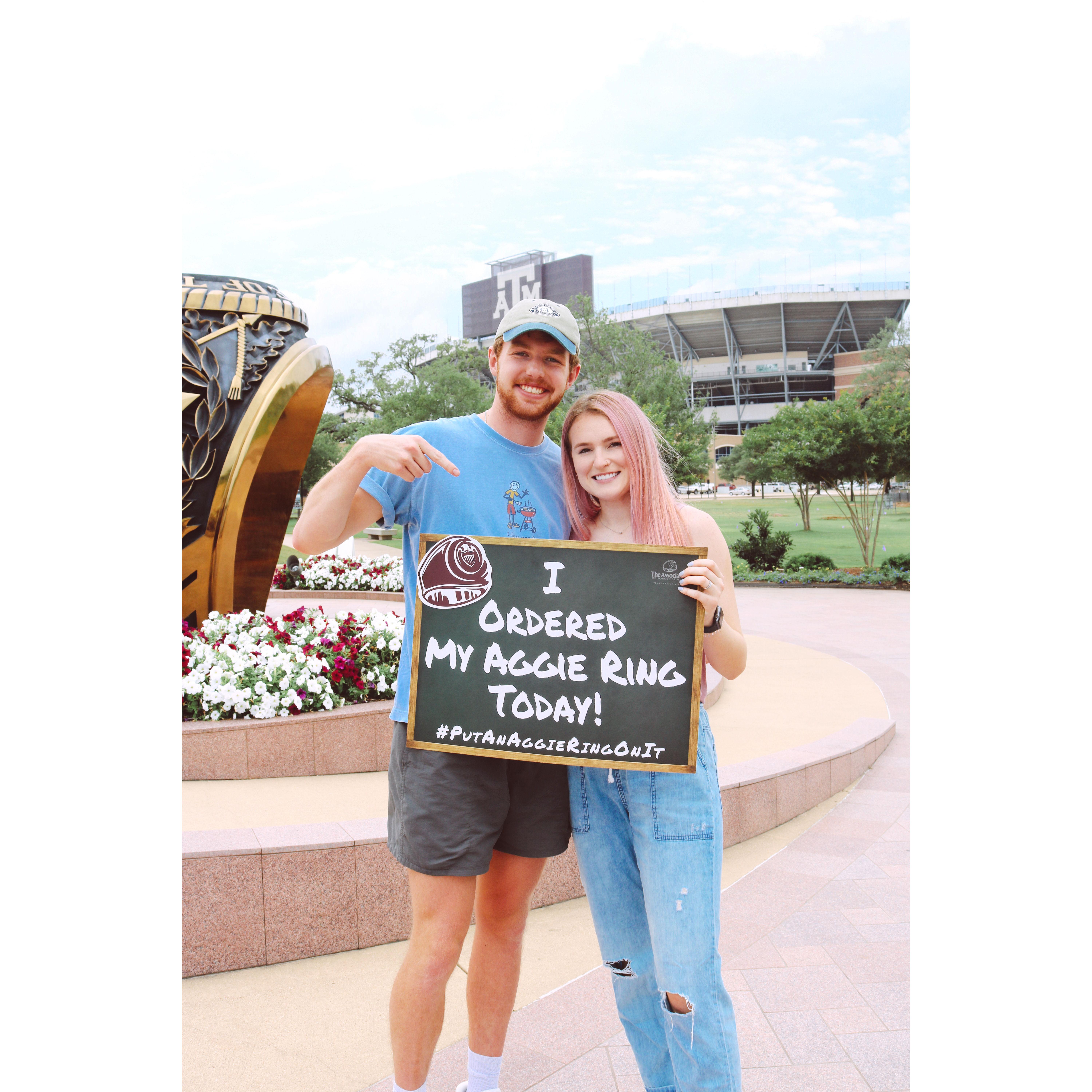 Maddi had just ordered her Aggie Ring!