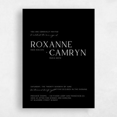 Black Wedding Invitation - Altair Portrait
