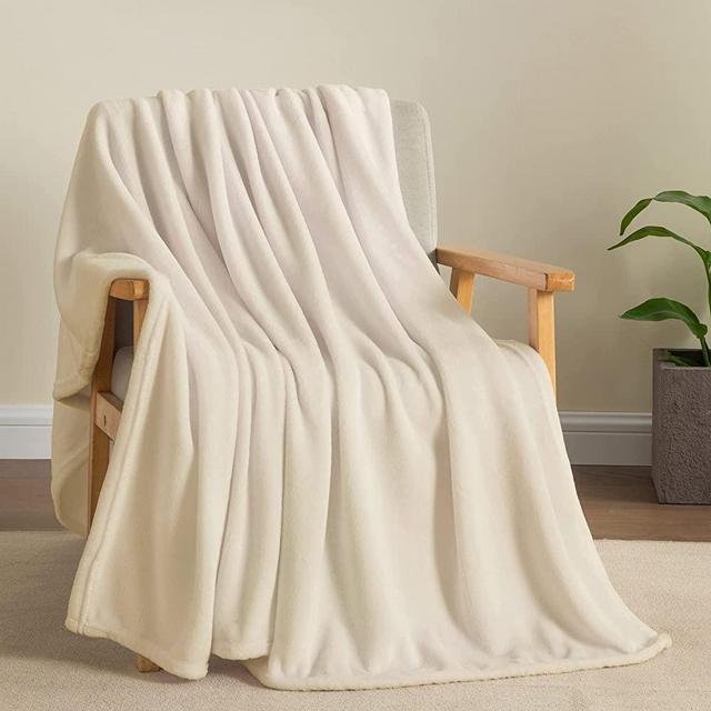 BEDELITE Fleece Blankets Beige Throw Blankets for Couch & Bed, Plush Cozy Fuzzy Blanket 50" x 60", Super Soft & Warm Blankets for Winter