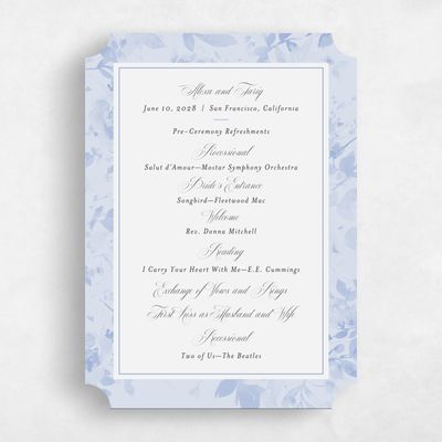 Blue Ticket Wedding Program - Hermine