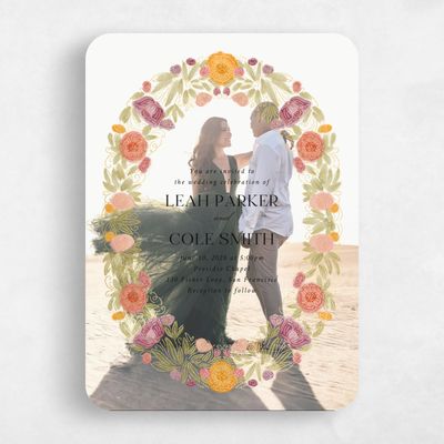 Purple Rounded Wedding Invitation - Isolde Photo Foil