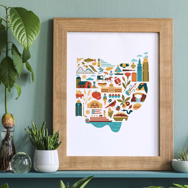 Ohio Wall Art, Ohio Map Print, Home State Poster, Housewarming Gift, Farewell Moving Gift, Military Gift, Wedding Gift, Ohio Dorm Decor