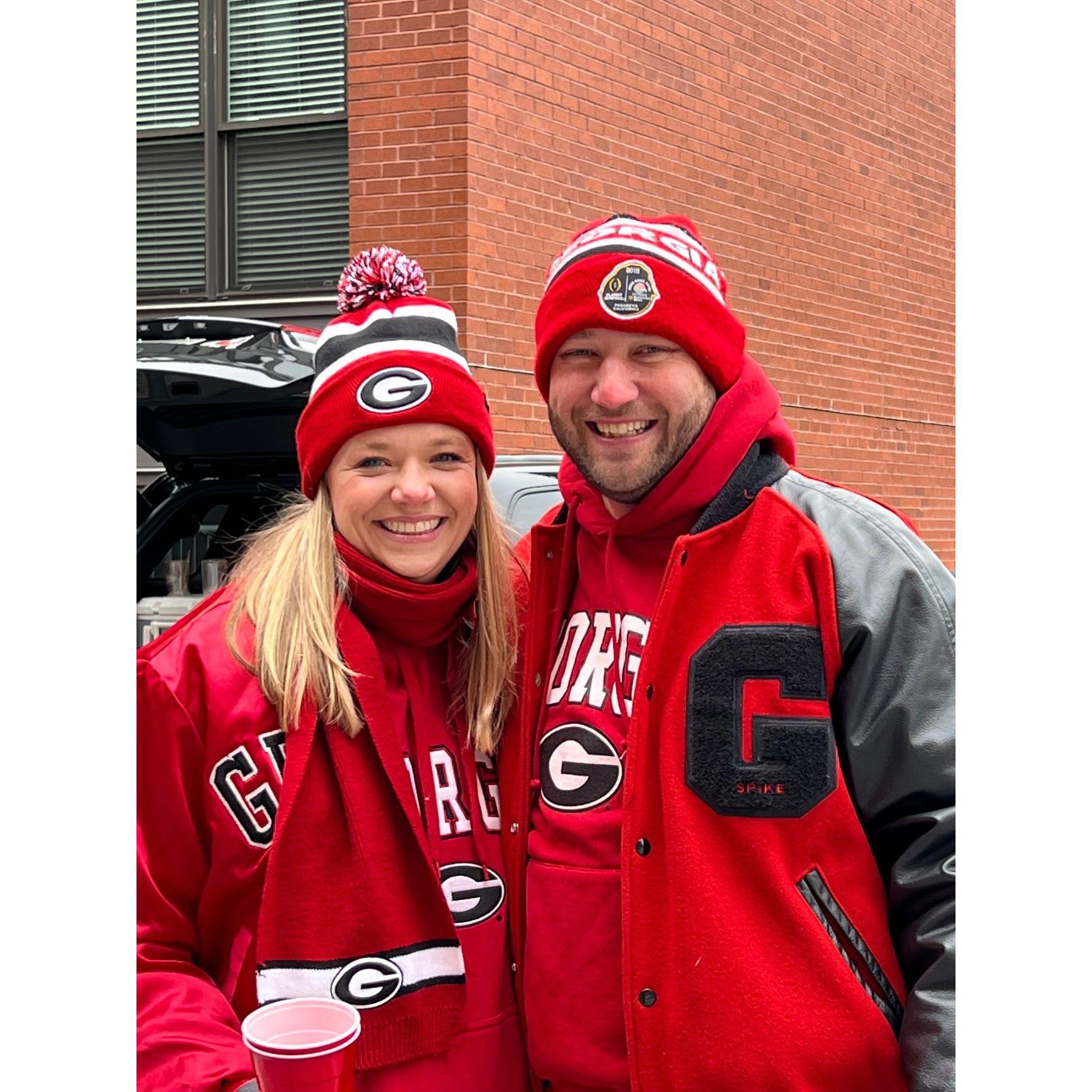 Caitlin's first UGA experience with Allen, the 2021 National Championship parade