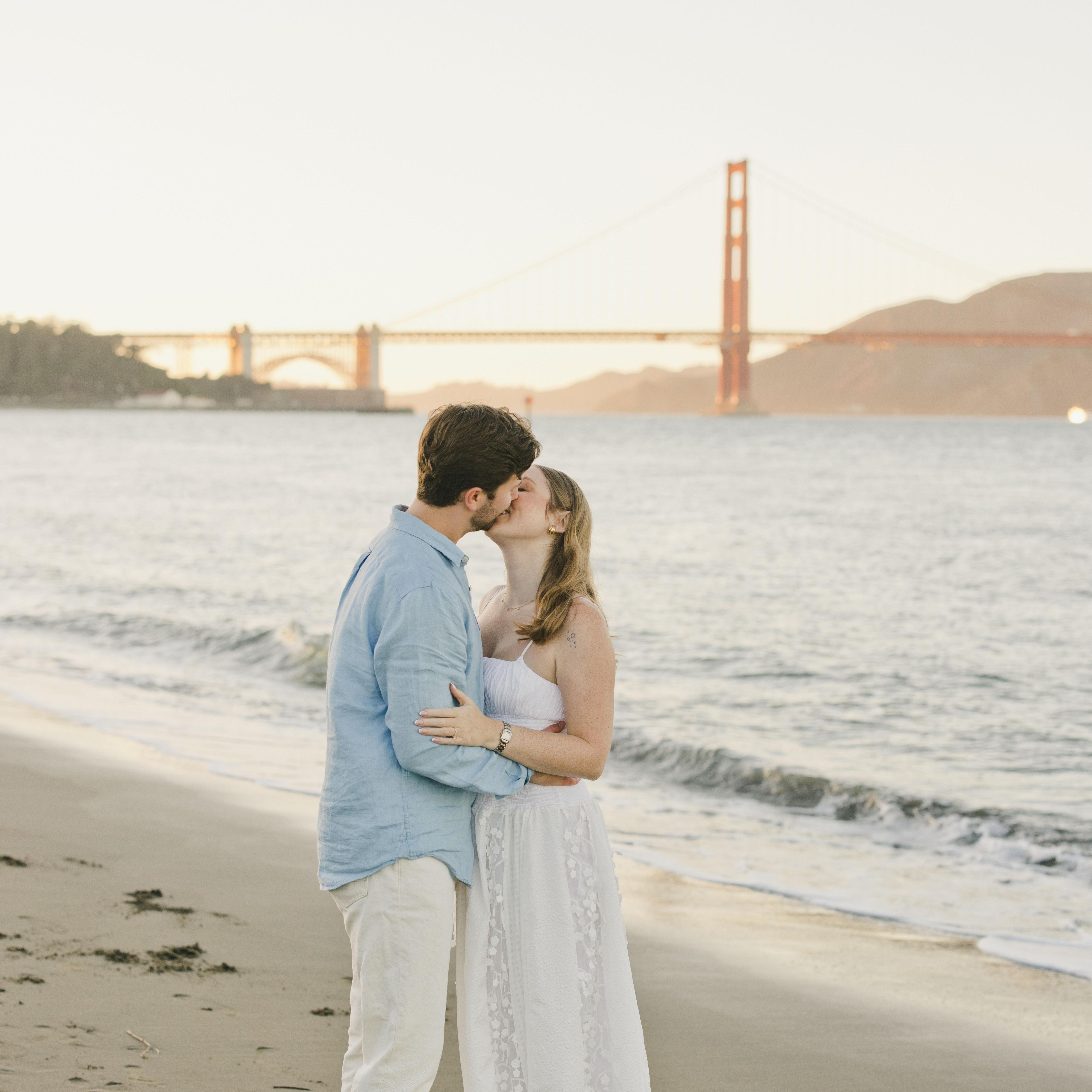 A photo from our engagement shoot at Crissy Field Beach