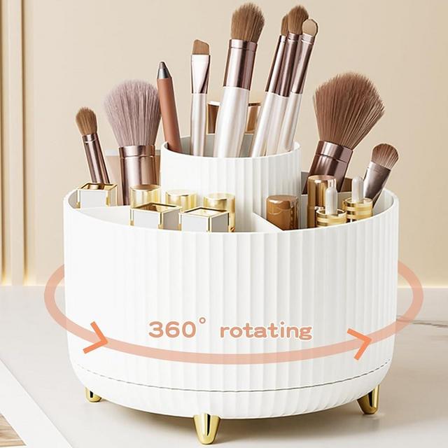 360° Rotating Makeup Brush Holder Organizer, Makeup Organizers Countertop, Makeup organization Skincare Storage for Vanity, Desktop, Bathroom (White)