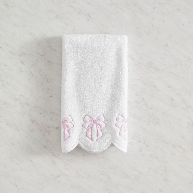 Love Shack Fancy Hand Towel, White/Pink, 15" x 12", Set of 2