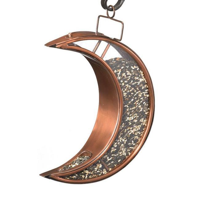 Crescent Moon Shaped Copper Bird Feeder