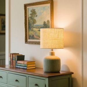 17.5" Ceramic Table Lamp - Green