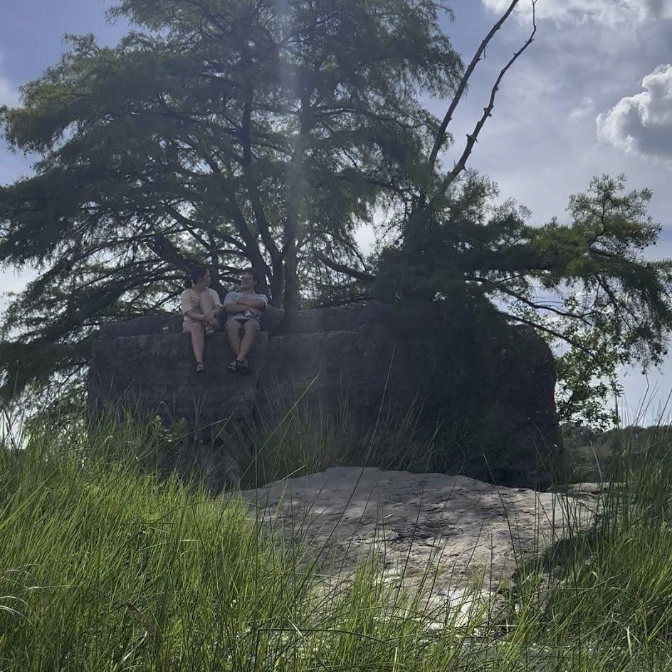 A photo taken shortly after David asked Ella to be his girlfriend while hiking at Pedernales Falls State Park (where the proposal later happened)