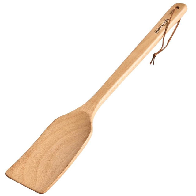 MAGNAWARE Extra Long Wooden Spatula - 18-inch Heavy Duty Stir Paddle for Cooking in Big Pots - Big Cooking Spoon For Cajun, Brewing, Grill, Mixing, Stirring - Solid Natural Hard Wood Large Spatula