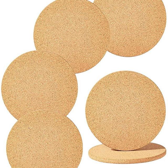 Cork Trivet, 6 Pack High Density Thick Cork Coaster Set for Hot Dishes and Hot Pots, 8 Inch Heat Resistant Multifunctional Cork Board, Hot Pads for Table & Countertop