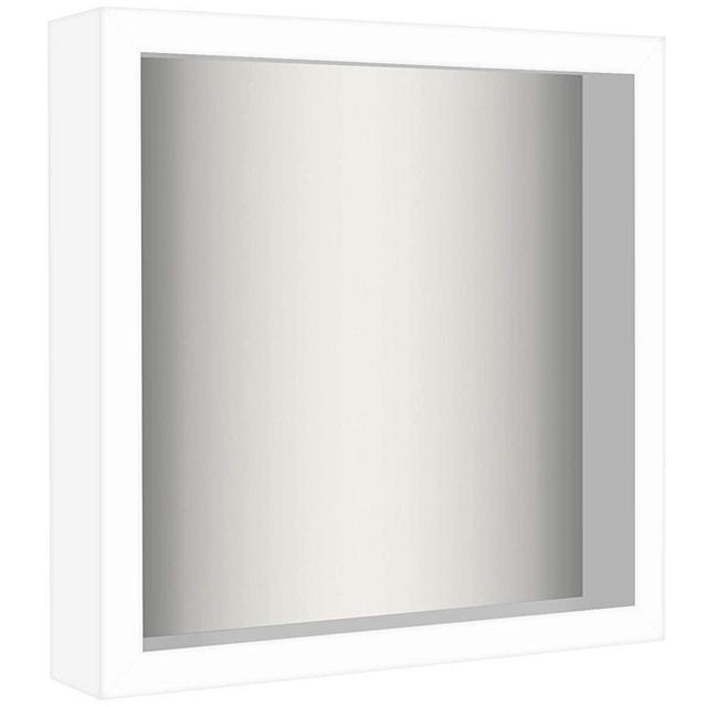 Americanflat 11x11 Shadow Box Frame in White with Soft Linen Back - Composite Wood with Polished Glass for Wall and Tabletop