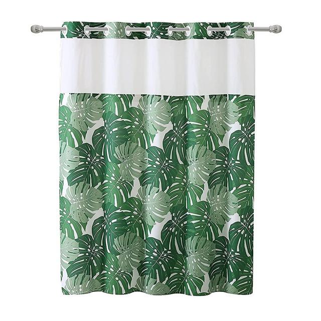 Hookless Palm Leaf Shower Curtain with Peva Liner, 71 X 74, Green