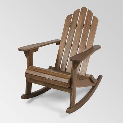 Dark Gray Hollywood Acacia Wood Adirondack Rocking Chair - Christopher Knight Home