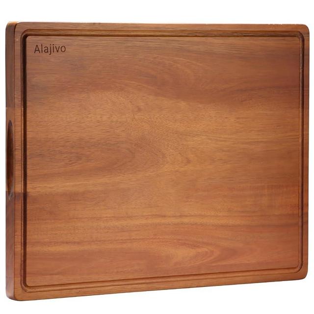Wood Cutting Boards for Kitchen, Reversible Wooden Chopping Board With Juice Grooves and Handles,Ideal for Chopping Meat, Vegetables, Fruits, Bread, Cheese, 17x12"