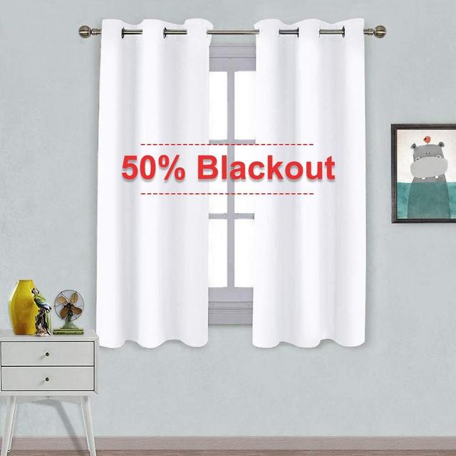 NICETOWN White Window Curtain Panels - 50% Light Blocking Curtains for Bedroom & Dining Room Window (Set of 2 Panels, 42 inches x 63 inches)