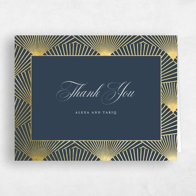 Grayed Navy, Blue Wedding Thank You - Hayden Landscape Foil